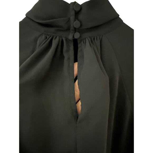 Madewell Turtleneck Long-Sleeve Top Chiffon Black Size Medium - Picture 6 of 11